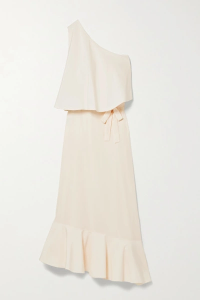 Stella Mccartney Juliette Off-the-shoulder Layered Silk Crepe De Chine Midi Dress In White