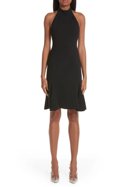 Stella Mccartney Sleeveless Halter-neck Open-back Fit-and-flare Stretch-cady Dress In Black