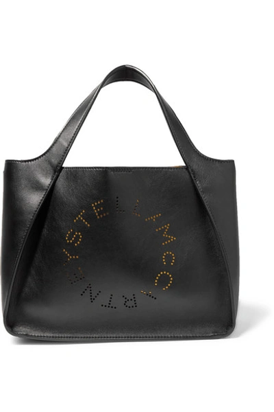 Stella Mccartney Perforated Faux Leather Tote In Black