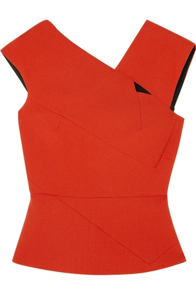 Roland Mouret Florence Cutout Wool-crepe Top In Orange