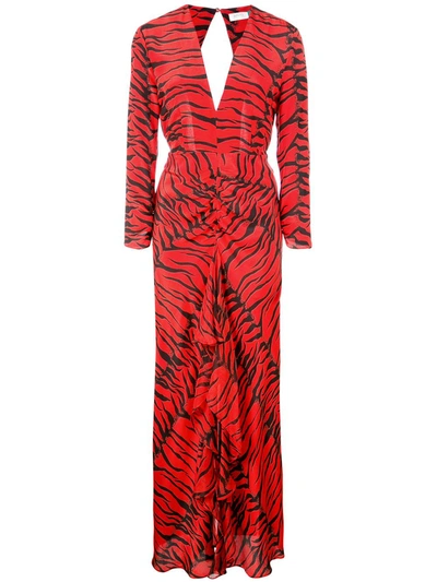Rixo London Adriana Animal-print Silk Maxi Dress In Red And Black