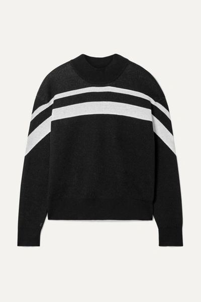 Atm Anthony Thomas Melillo Cashmere-blend Intarsia Striped Pullover Jumper In Black