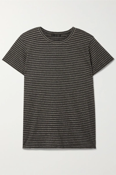 Atm Anthony Thomas Melillo Schoolboy Metallic Striped Stretch-jersey T-shirt In Charcoal/gold
