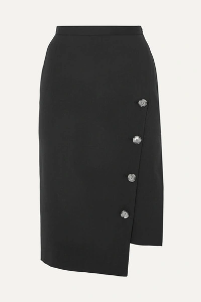 Altuzarra Button Detail Slit Stretch Wool Pencil Skirt In Black