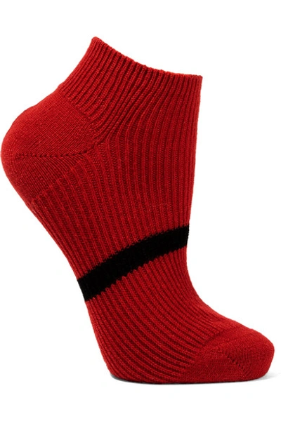 Maria La Rosa Striped Cashmere Socks In Red