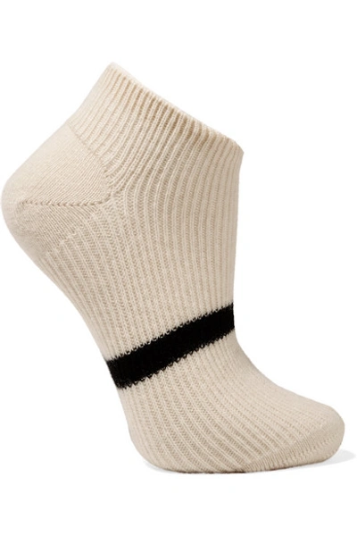 Maria La Rosa Striped Cashmere Socks In Ecru