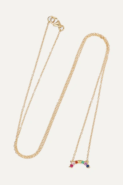 Andrea Fohrman Gold Single Row Multi-stone Rainbow Necklace