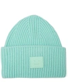 Acne Studios Pansy S Face Wool Beanie Hat In Green