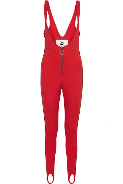 Cordova The Vail Striped Stirrup Ski Suit In Red