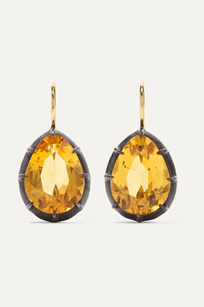 Fred Leighton Collection 18-karat Gold, Sterling Silver And Citrine Earrings