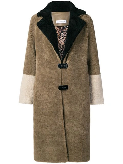 Saks Potts Fur Colour Block Coat In Brown