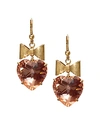 Tory Burch Bow & Heart Drop Earrings In Worn Gold/blush