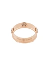 Tory Burch Gold Tone Raised Serif T Logo Ring In Pink