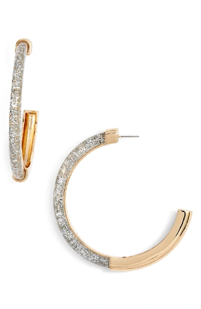 Rebecca Minkoff Glitter Front Large Hoop Earrings In Glitter/ Gold
