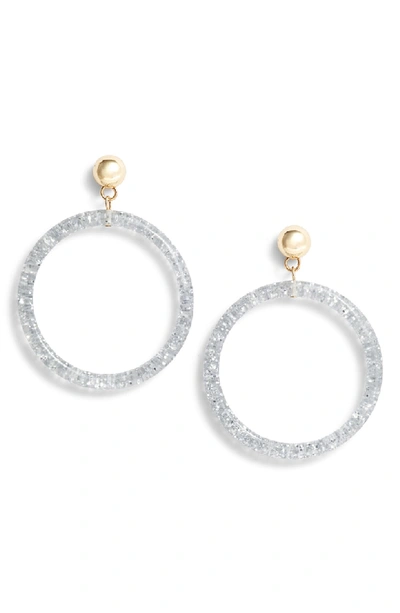 Rebecca Minkoff Glitter Resin Frontal Hoop Earrings In Glitter/ Gold