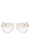 Burberry Mirrored Check Aviator Sunglasses, 57mm In Light Gold/gold