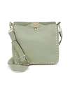 Valentino Garavani Rockstud Small Leather Hobo Bag In Indaco