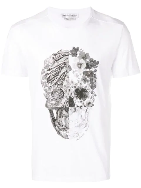 Skull Graphic Cotton T-shirt In 0900 Wt 