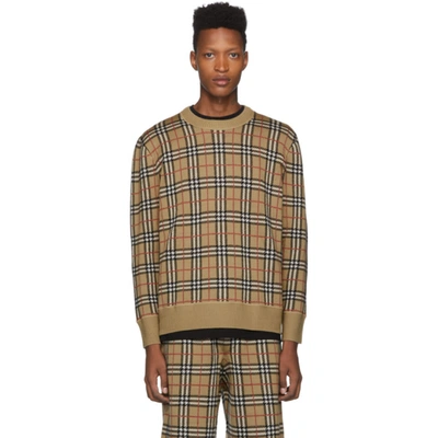 Burberry House Check Crewneck Sweater In Beige