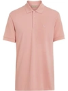 Burberry Check Placket Cotton Polo Shirt In Pink