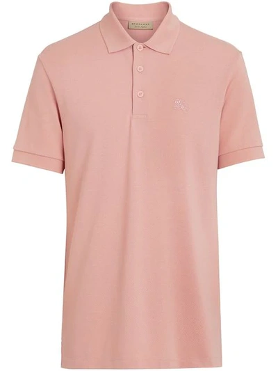 Burberry Check Placket Cotton Polo Shirt In Pink