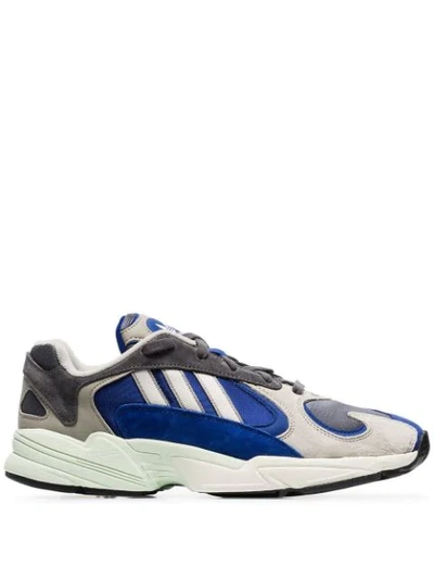 Adidas Originals Grey And Blue Yung 1 Leather And Suede Sneakers
