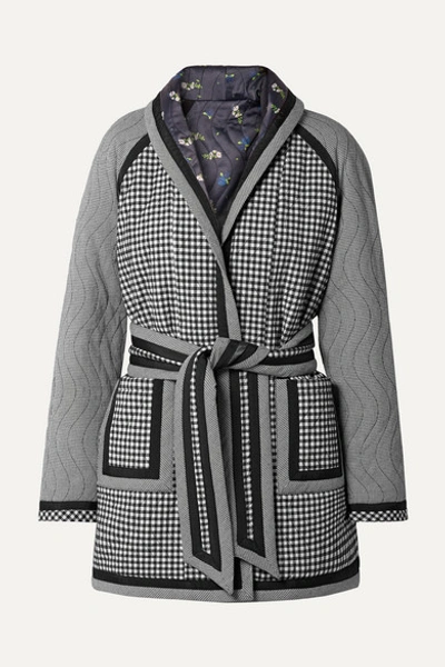Opening Ceremony Reversible Belted Printed Woven And Satin Coat In Black