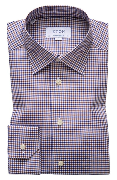 Eton Contemporary-fit Tattersall Check Cotton Long-sleeve Shirt In Brown