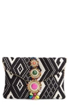 Steve Madden Beaded & Embroidered Clutch - Black