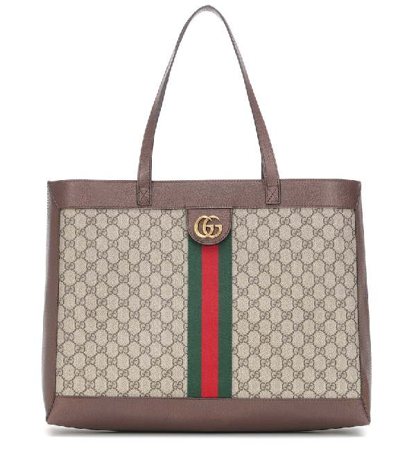 Gucci Ophidia Soft Gg Supreme Canvas Tote Bag With Web In Brown | ModeSens