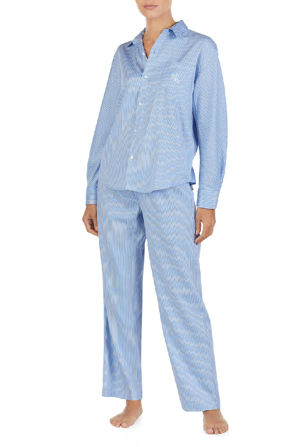 Ralph Lauren Striped Pajamas In Blue 