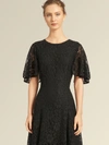 Donna Karan Lace Dress With Ruffle Sleeves In Black