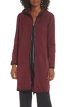 Naked In Or Out Fleece Long Hoodie In Pinot Noir