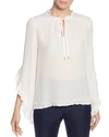 T Tahari Ruffle-trim Top In Winter White