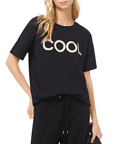 Michael Michael Kors Studded Cool Tee In Black/gold