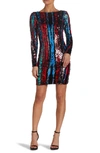 Dress The Population Lola Sequin Body-con Dress In Rouge Red Multi