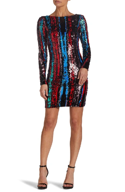 Dress The Population Lola Sequin Body-con Dress In Rouge Red Multi
