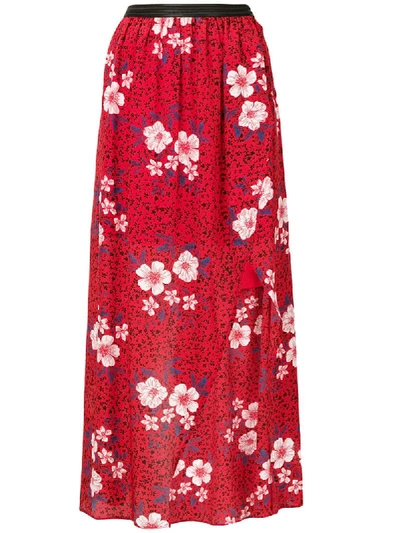 Zadig & Voltaire Josia Pensee Floral-print Silk Maxi Skirt In Red