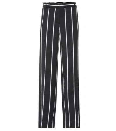 Equipment Arwen Striped Twill Wide-leg Trousers In Black