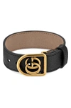 Gucci Double-g Leather Belt Bracelet In Black
