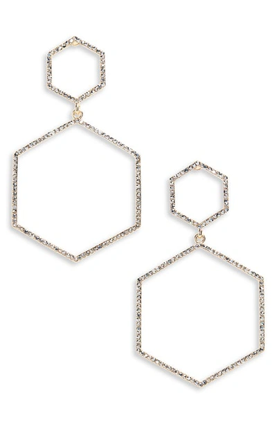 Panacea Crystal Hexagon Earrings In Gold