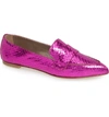 Agl Attilio Giusti Leombruni Softy Pointy Toe Moccasin Loafer In Fuschia Snake