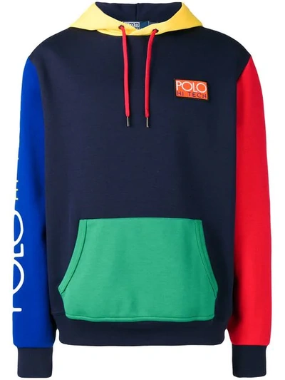 Polo Ralph Lauren Colour Block Hoodie In Blue