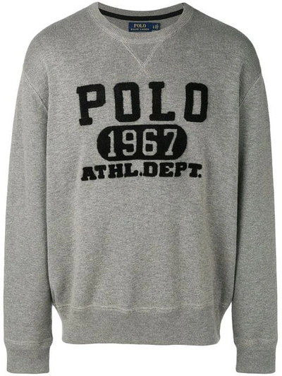 Polo Ralph Lauren Textured Logo Sweatshirt In Grey