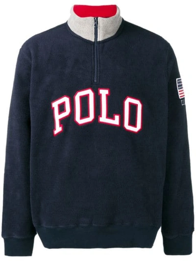 Polo Ralph Lauren Logo Embroidered Sweater In Blue