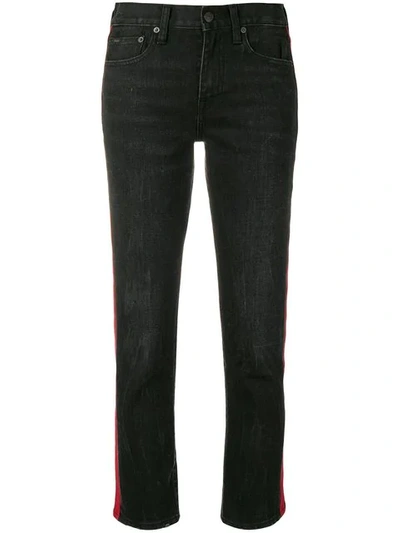 Polo Ralph Lauren Contrast Stripe Slim Jeans In Black