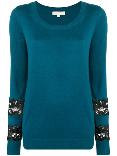 Michael Michael Kors Lace Detail Knitted Sweatshirt - Blue