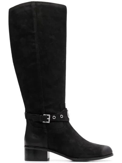 Michael Michael Kors Buckle High Boots In Black