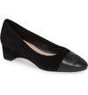 Taryn Rose Babe Napa-capped Suede Ballet Pumps In Black Leather