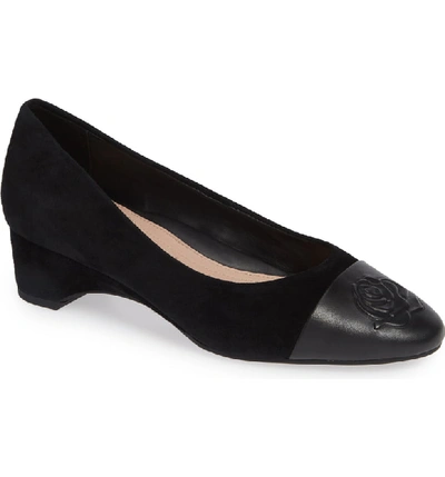 Taryn Rose Babe Napa-capped Suede Ballet Pumps In Black Leather